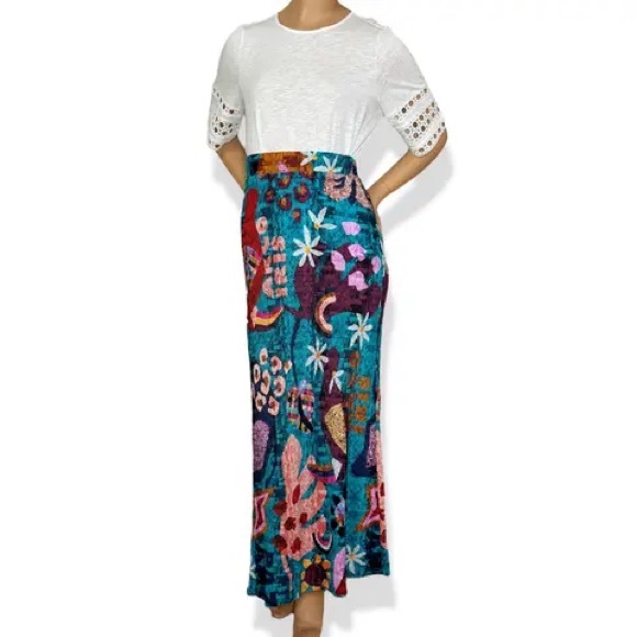 🦋FARM RIO FOR ANTHROPOLOGIE GABRIELA knit MAXI SKIRT XS - Picture 7 of 16